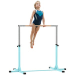Adjustable Kids Gymnastics Bar Horizontal Training Steel Frame Wood | Blue