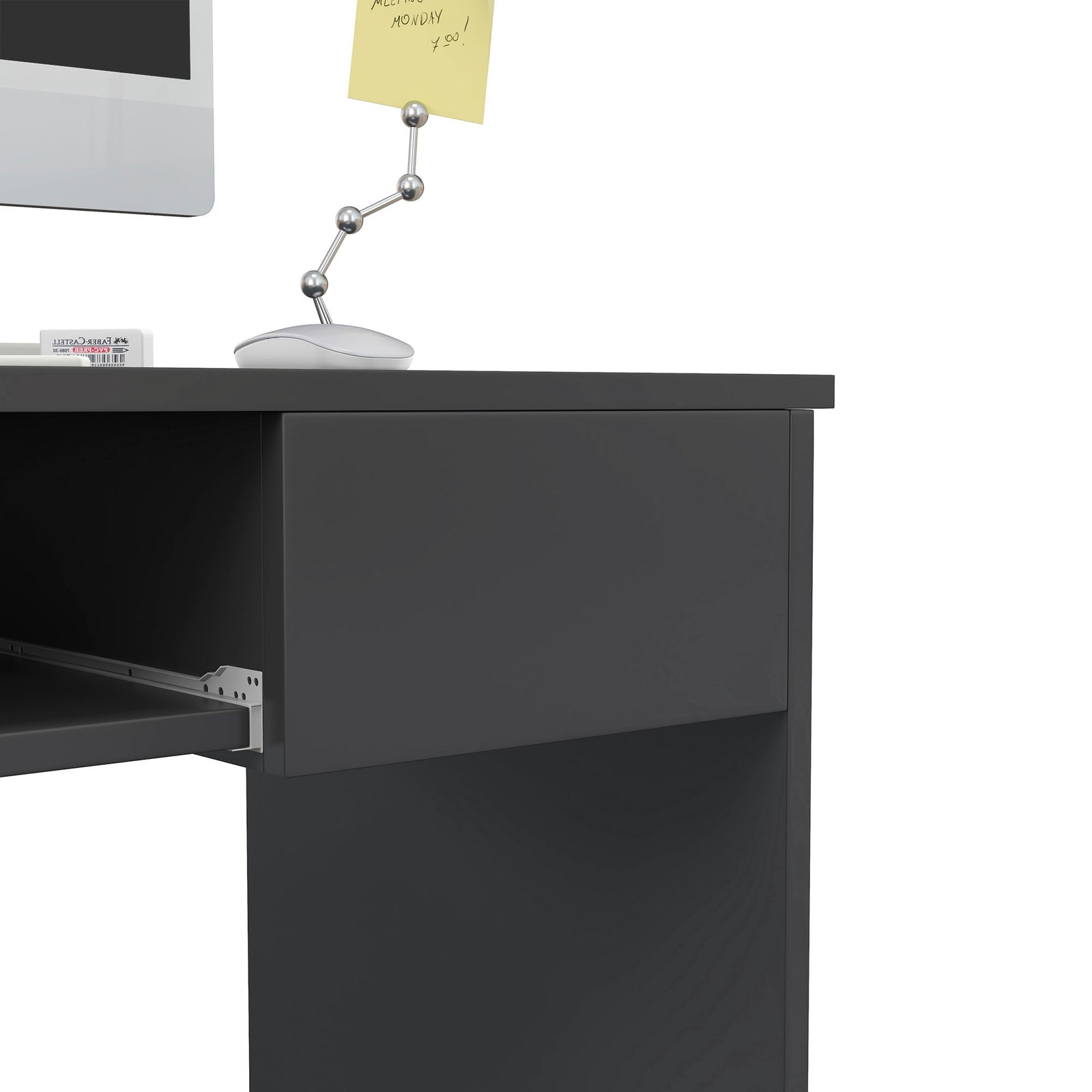 Compact Computer Table With Tray, Drawer
