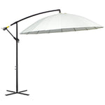 3m Cantilever Shanghai Parasol W/ Crank & Cross Base | White
