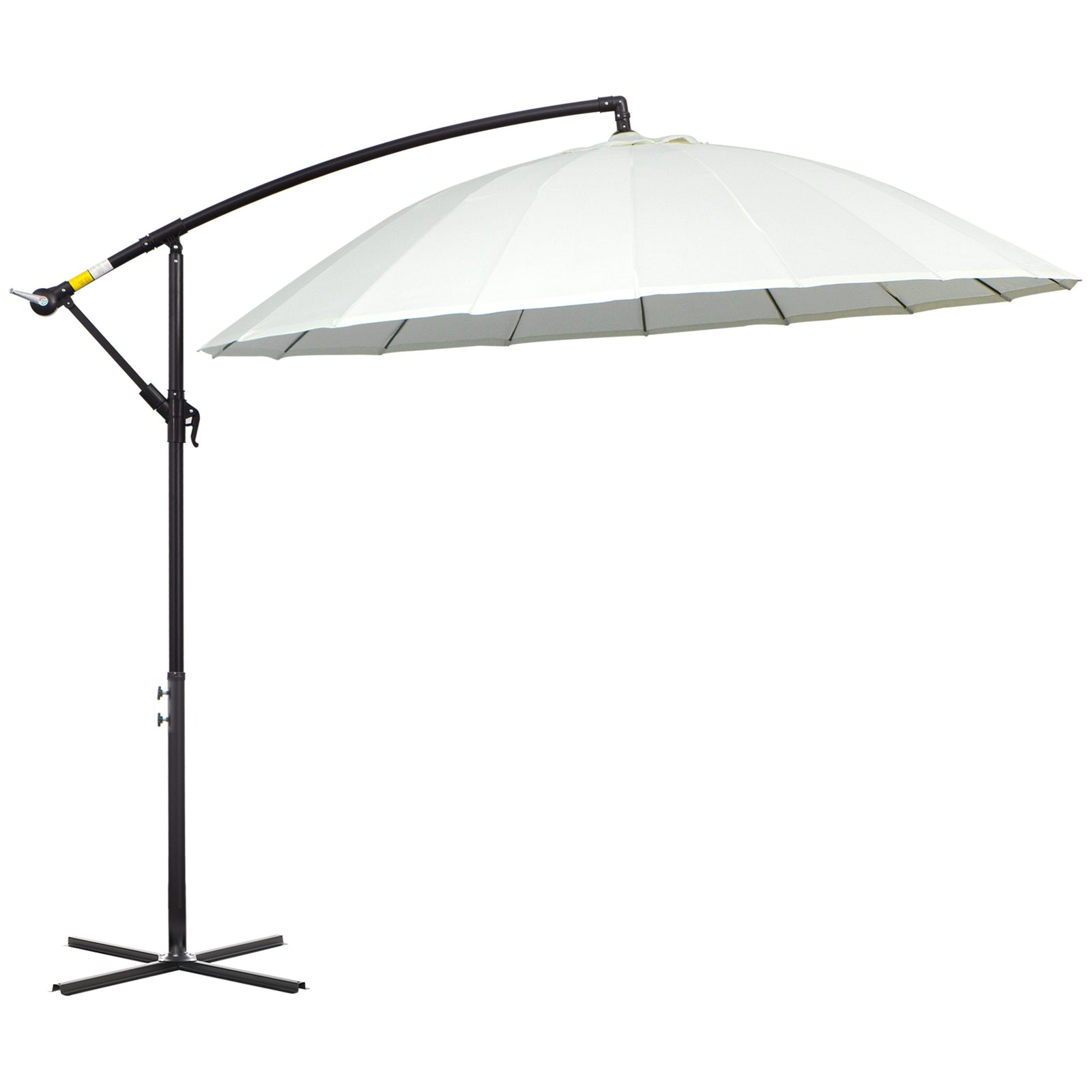 3m Cantilever Shanghai Parasol W/ Crank & Cross Base | White