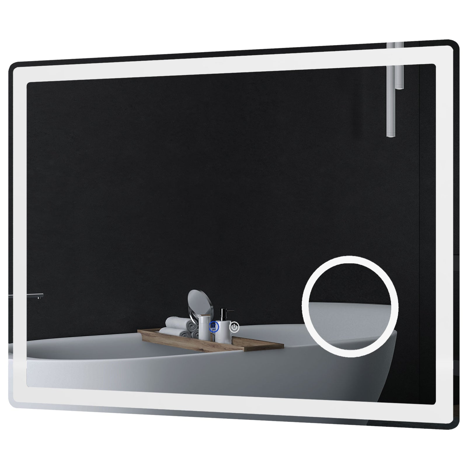 Led Lighted Bathroom Mirror With 3x Magnifying Mirror