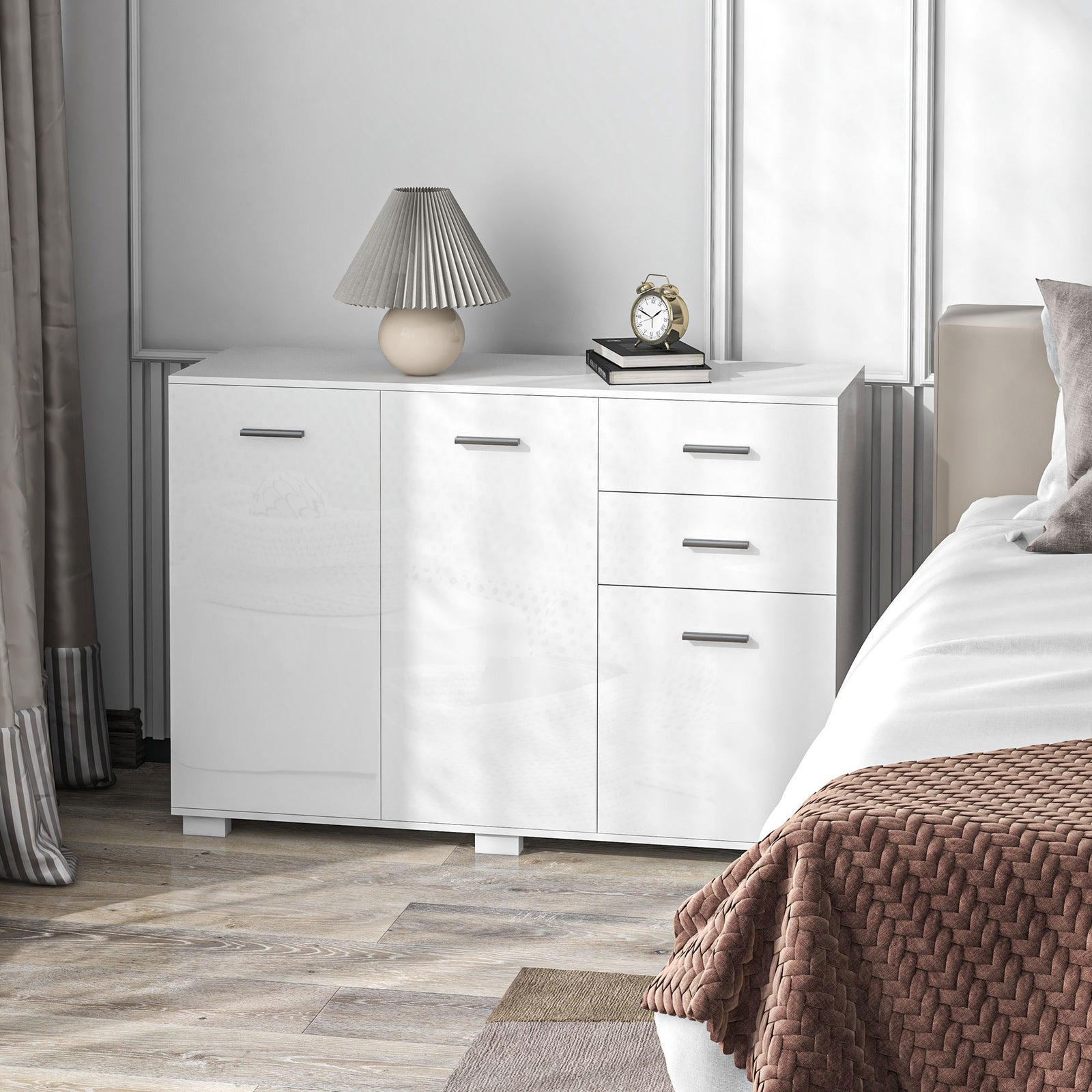Sideboard Kitchen Storage Cabinet 2 Drawers And Shelves | One Size | Ivory