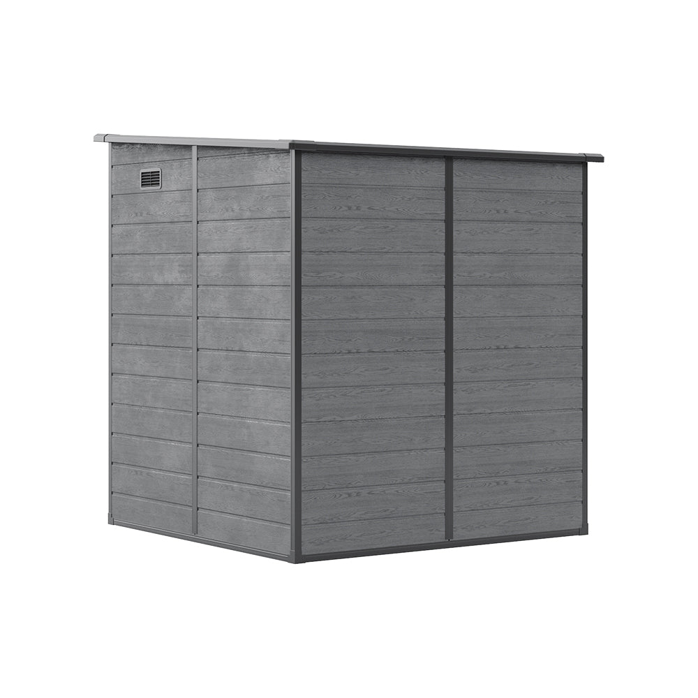 6 X 6ft Outdoor Storage Shed With Pent Roof, Pp Plastic Garden Shed With Window & Vent,  Waterproof Uv-resistant Tool Storage In Dark Grey Woodgrain