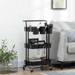 3-tier Utility Cart, Rolling Serving Trolley With Basket | One Size | Black