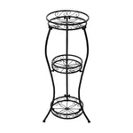 3-tier Black Iron Plant Stand Metal Flower Rack For Indoor & Outdoor Garden Display