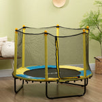 4.6ft Kids Trampoline W/ Enclosure, For Kids 3-10 Years - Yellow
