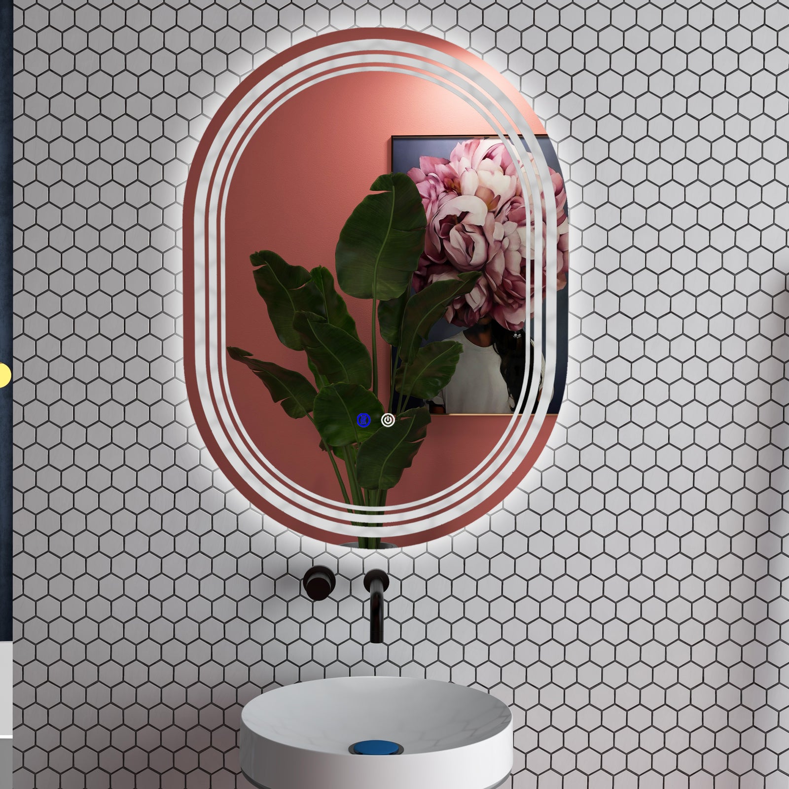 70x50/80x60cm Bathroom Mirror With Led Lights Anti-fog | Large | Silver