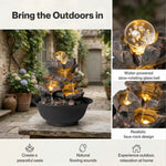 Spector Water Feature Tabletop Fountain With Glass Ball Led Resin Brown