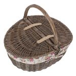 Wicker Antique Wash Finish Oval Picnic Basket | Red