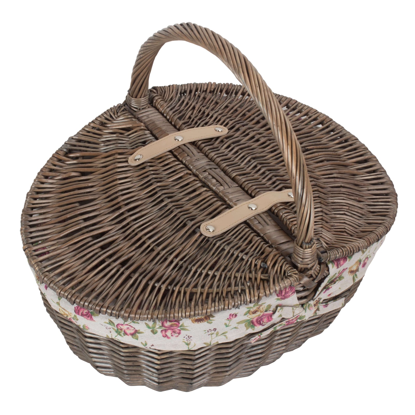 Wicker Antique Wash Finish Oval Picnic Basket | Red