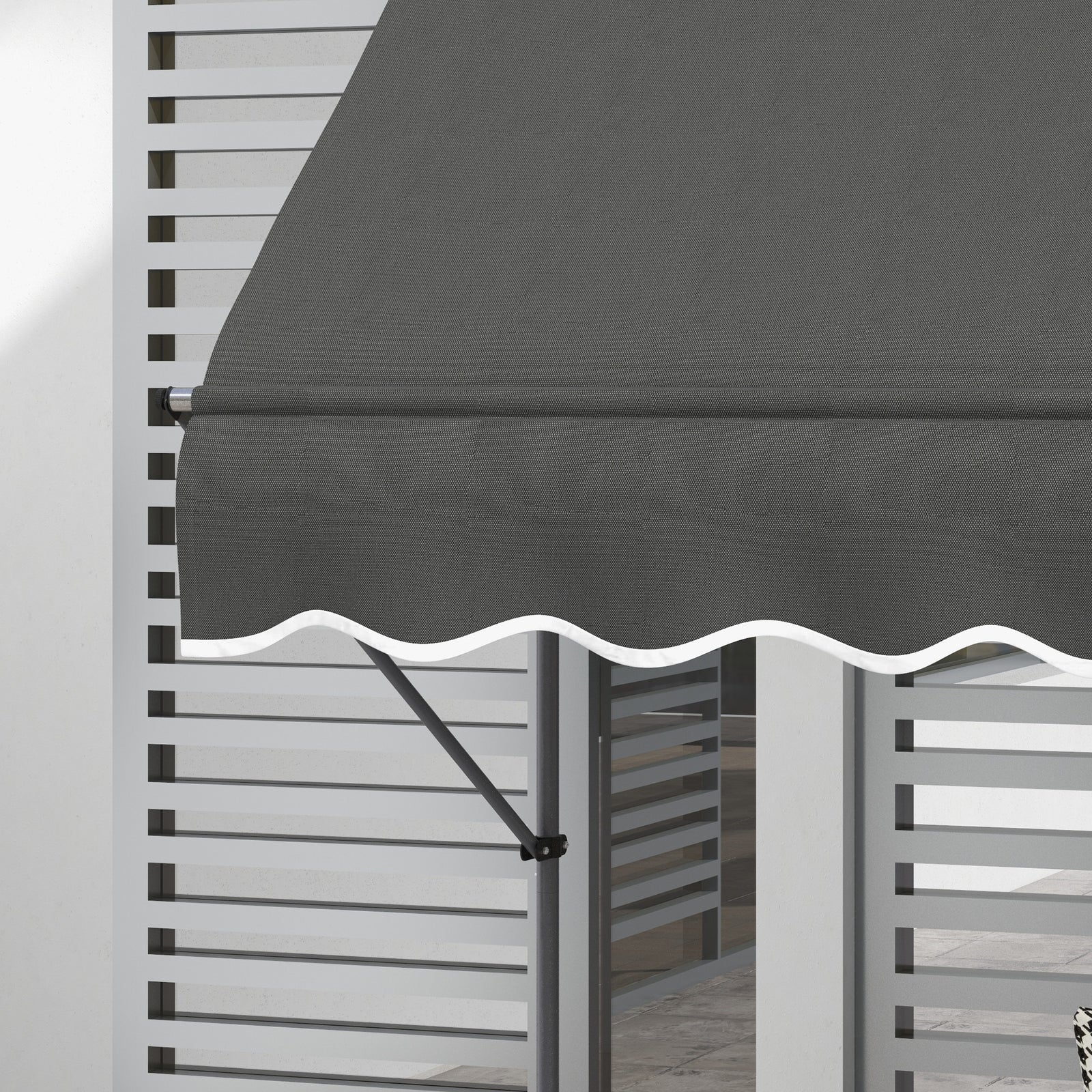 Free Standing Retractable Awning, Dark Grey | Large | Dark Gray