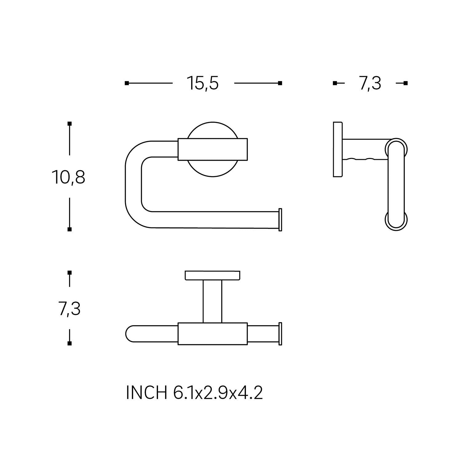 Toilet Roll Holder, Brushed Stainless Steel, Architect S+ Collection