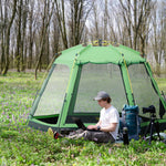 6 Person Camping Tent 2-tier Pop-up Tent With Doors And Bag