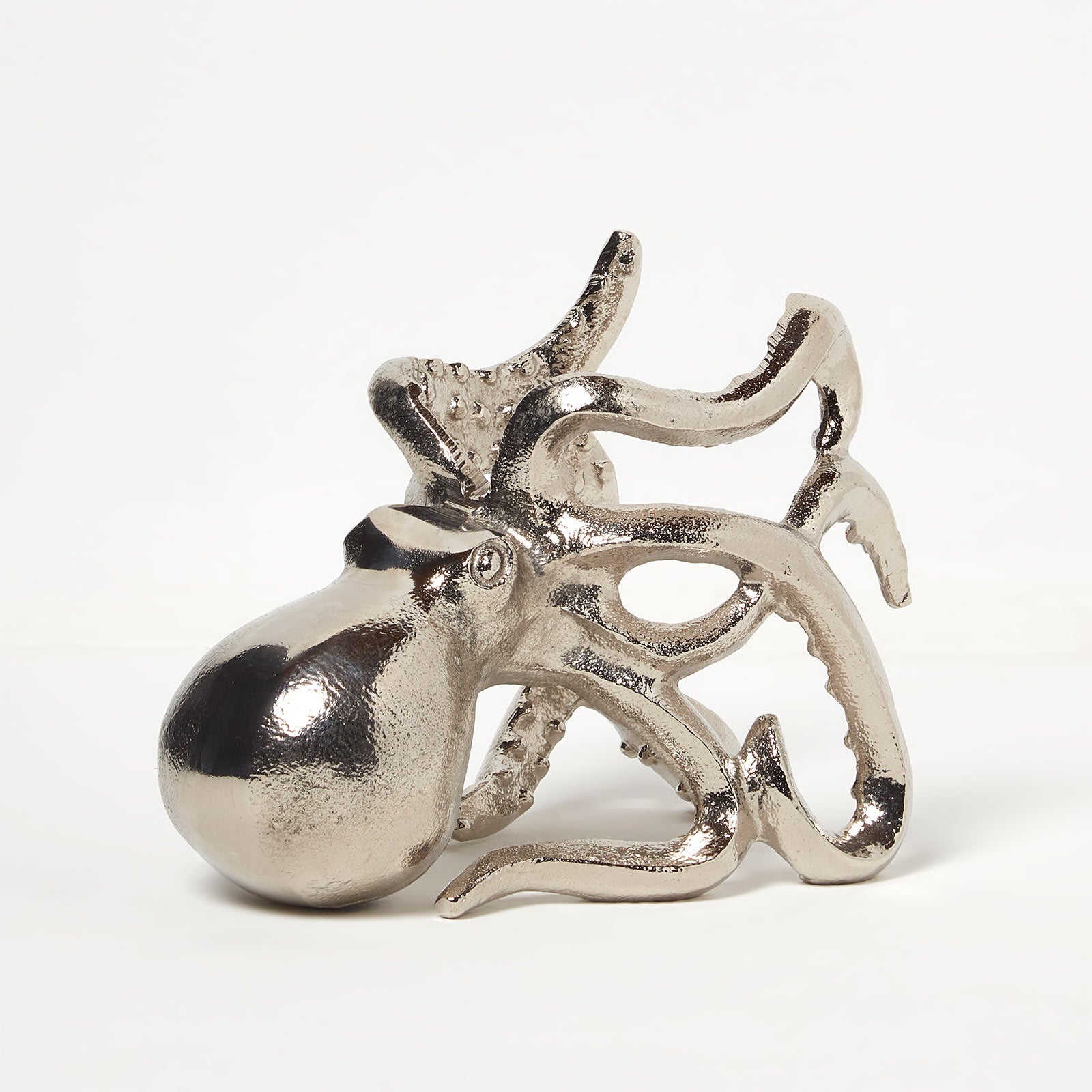 HOMESCAPES Polished Silver Octopus Wine Bottle Holder