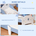 Kids Star & Balloon Single Bed Frame With Safe Guardrails Slats Bedroom Furniture