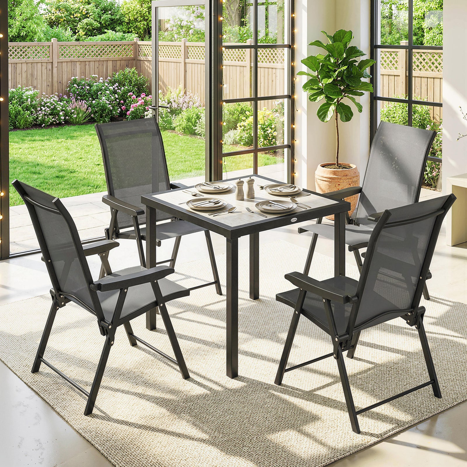 5 Pieces Outdoor Dining Set, Garden Dining Set For 4 | Grey