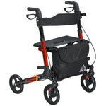 4 Wheel Rollator Walker With Seat And Bags Adjustable | One Size | Red