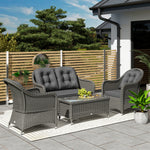 4 Pieces Pe Rattan Wicker Sofa Set Outdoor Conservatory | Light Grey