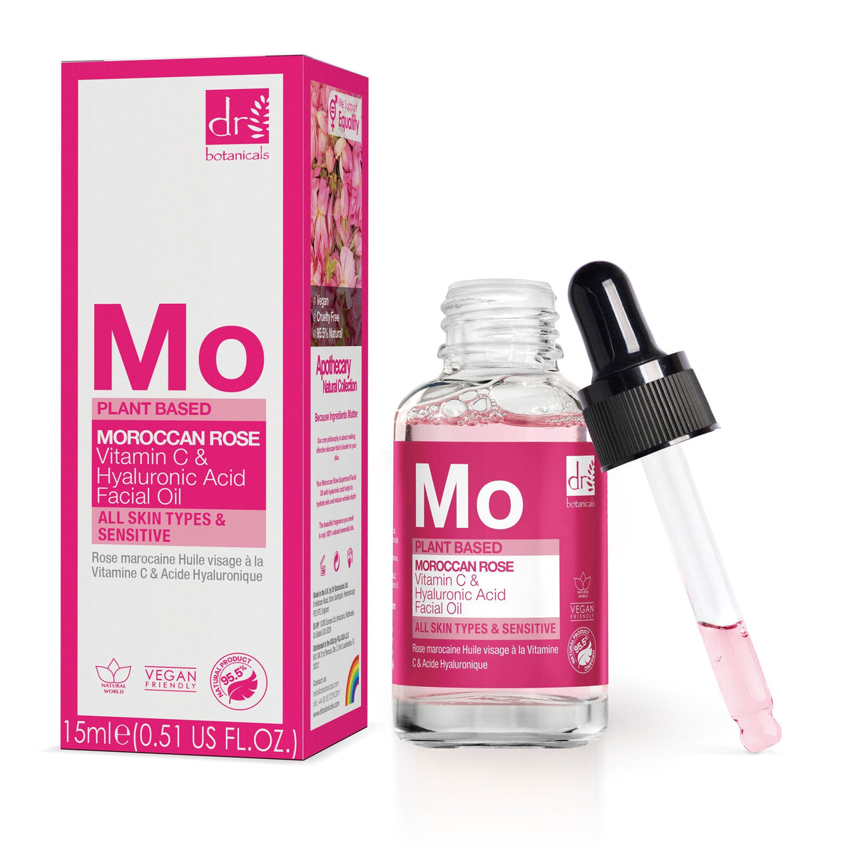 Moroccan Rose Facial Oil With Hyaluronic Acid & Vit C 15ml