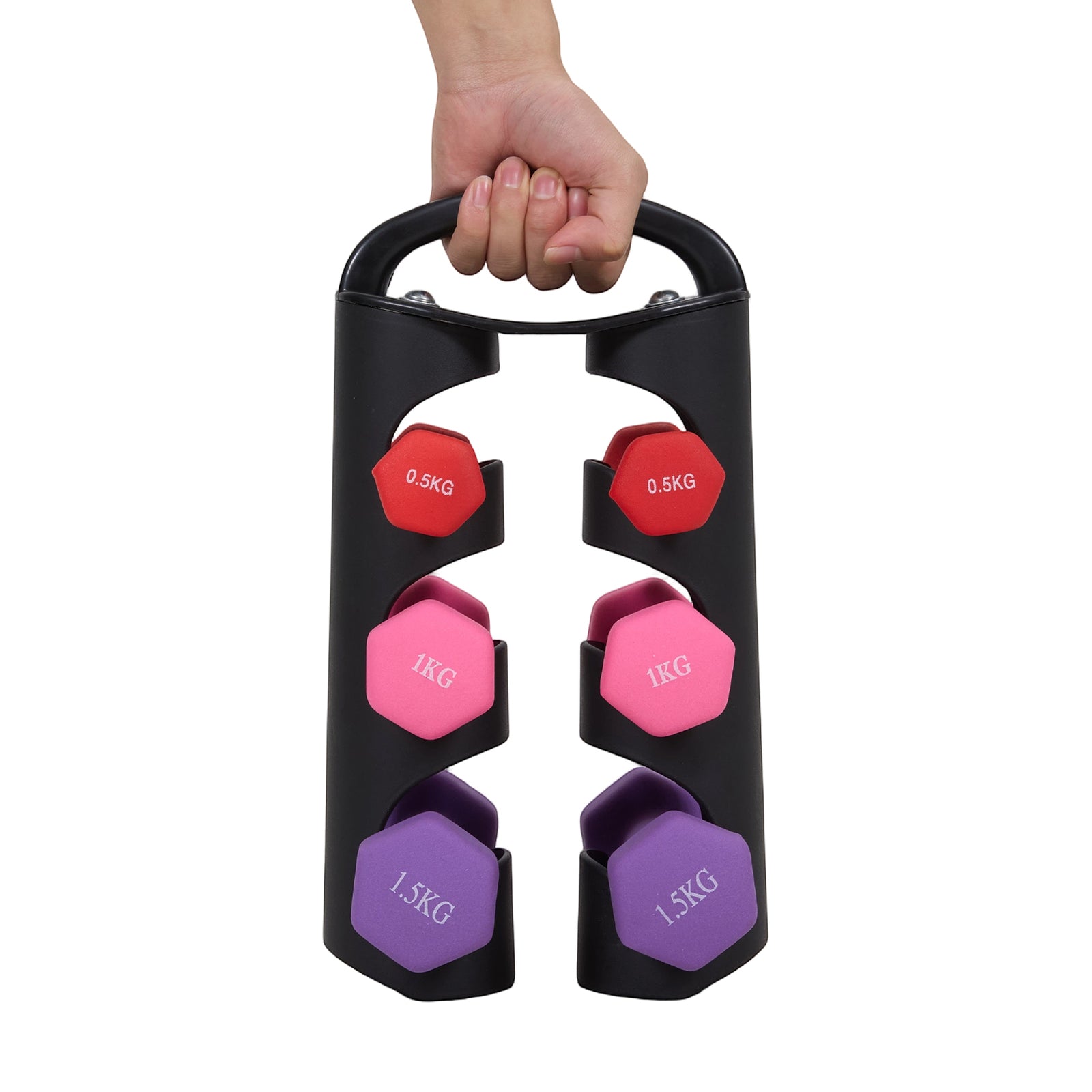 Breeins 0.5/1/1.5kg Fitness Dumbbells Home Hand Weights Set With Storage Stand