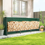 Metal Firewood Rack, Log Holder, 300 X 36 X 99 Cm | Green