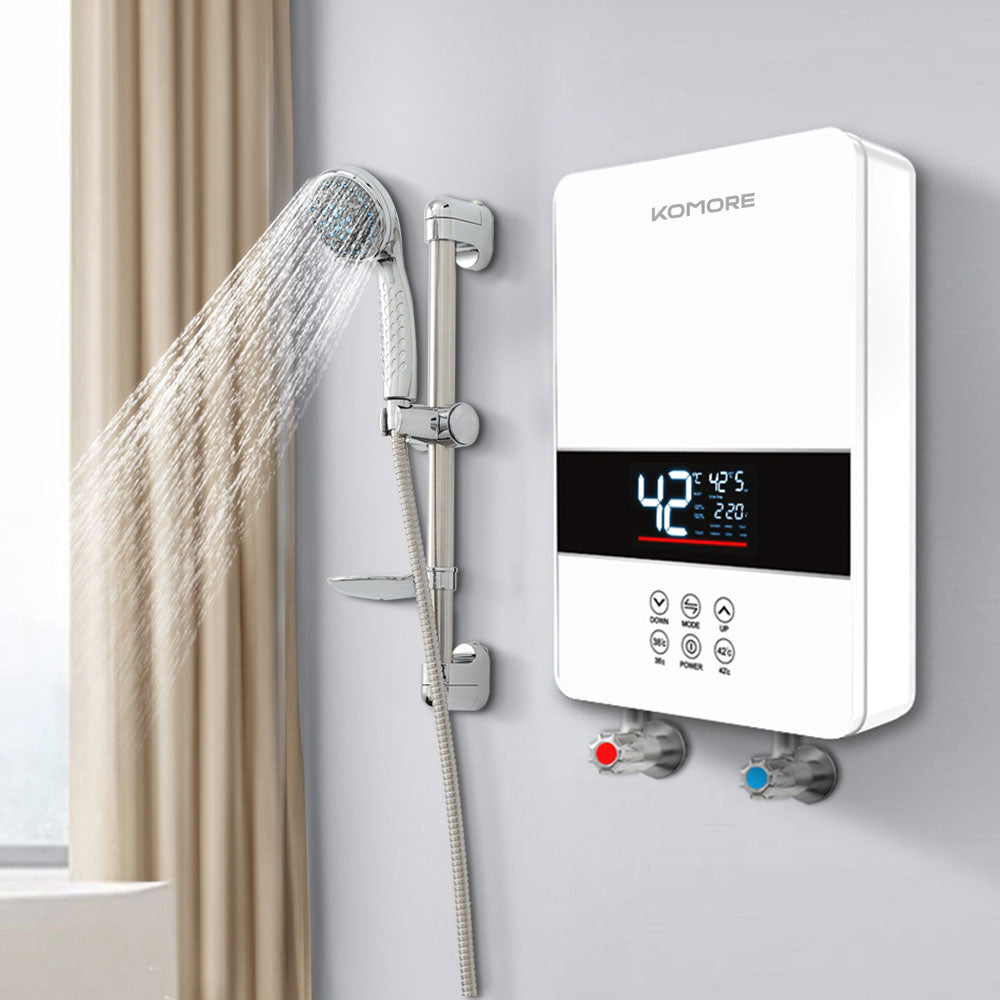 6kw Instant Electric Water Heater – Compact, Safe, Touch-controlled With Shower Kit | White