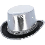 Led Light Up Metallic Top Hat | Silver