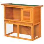 90cm 2 Tiers Rabbit Hutch Wooden Pet Cage Run Vintage Bunny House