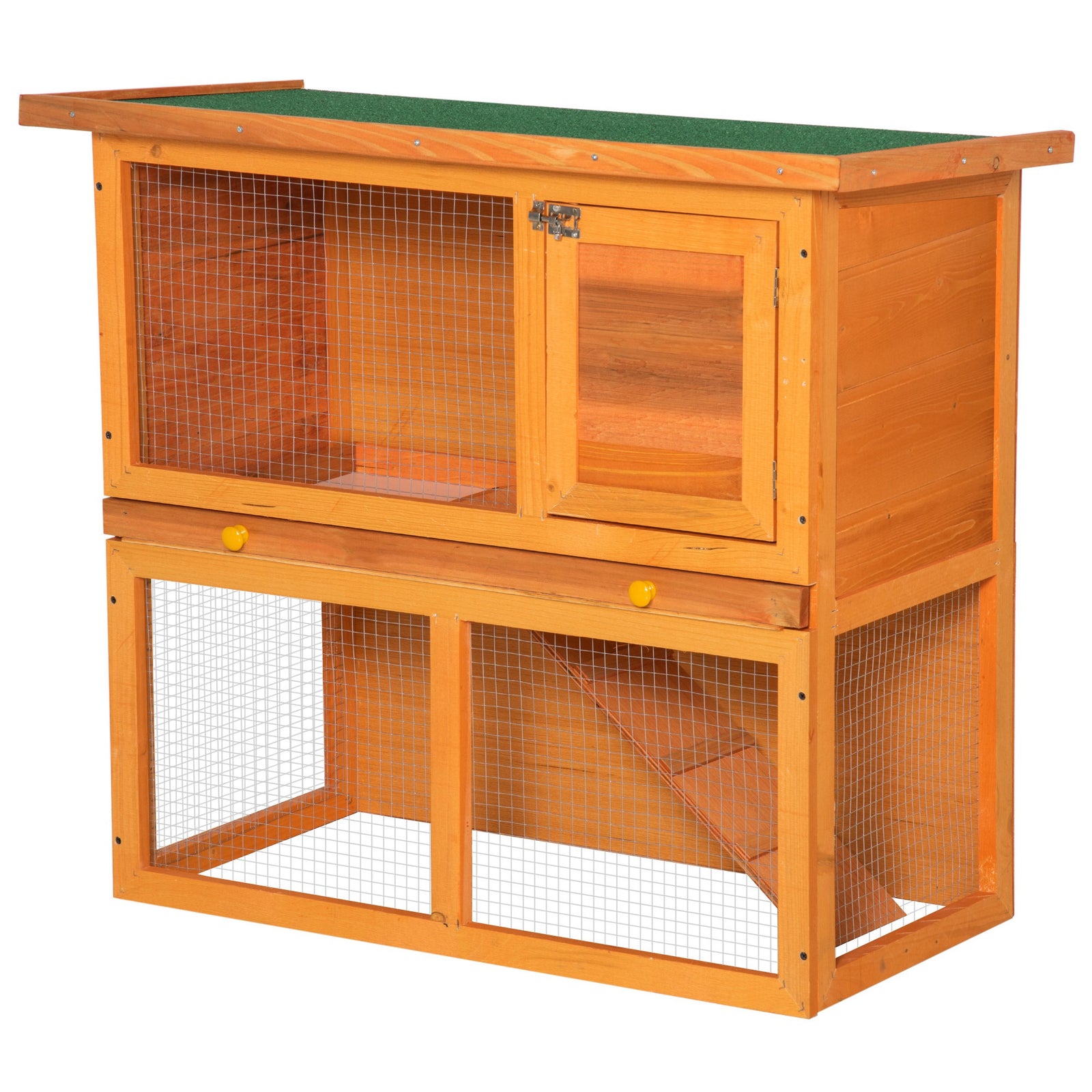 90cm 2 Tiers Rabbit Hutch Wooden Pet Cage Run Vintage Bunny House