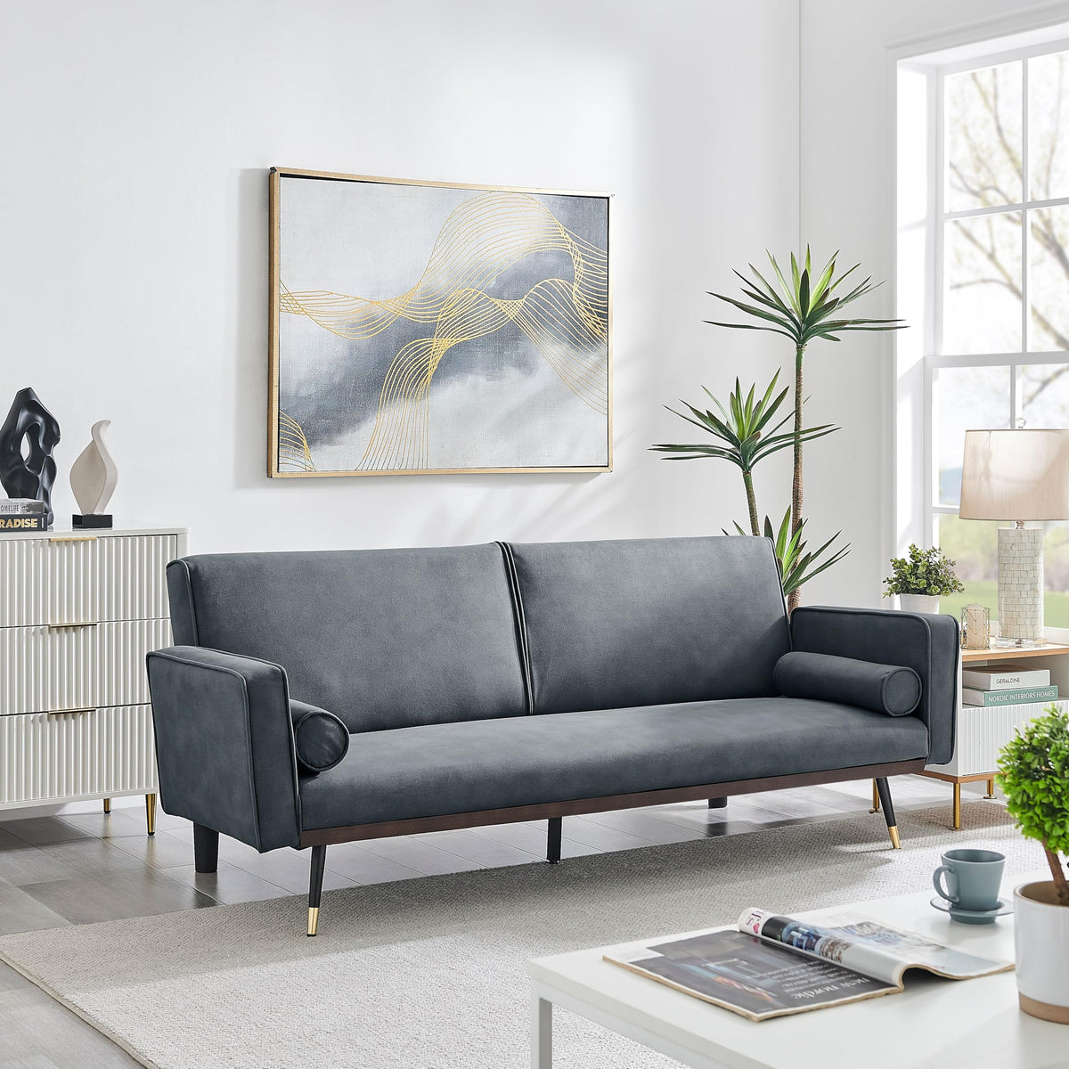 Jenna Suede Sofa Bed 3 Seater Living Room | Grey