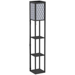 Modern Floor Lamp Light With 4 Tier Storage Shelves Fabric | One Size | Black