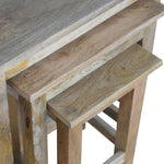 Country Solid Wood Stool Set Of 3
