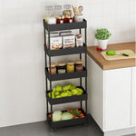 4/5 Tier Rolling Cart Storage Shelf For Kitchen Bathroom Black | Large | Black