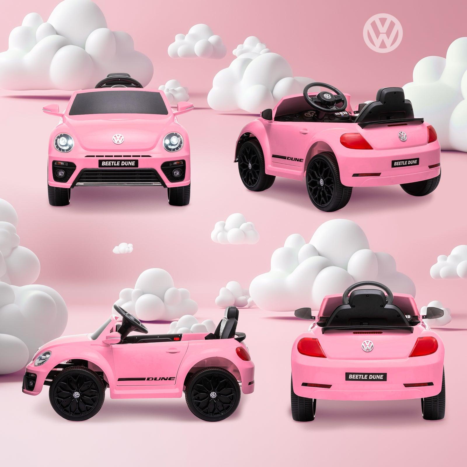 Volkswagen Beetle Licensed 12v Ride On Car W/ Remote Control | Pink