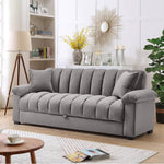 Grey Fabric Sofa Bed With Pillows – Convertible Sleeper Sofa, Super Comfortable Upholstered & Wood Frame