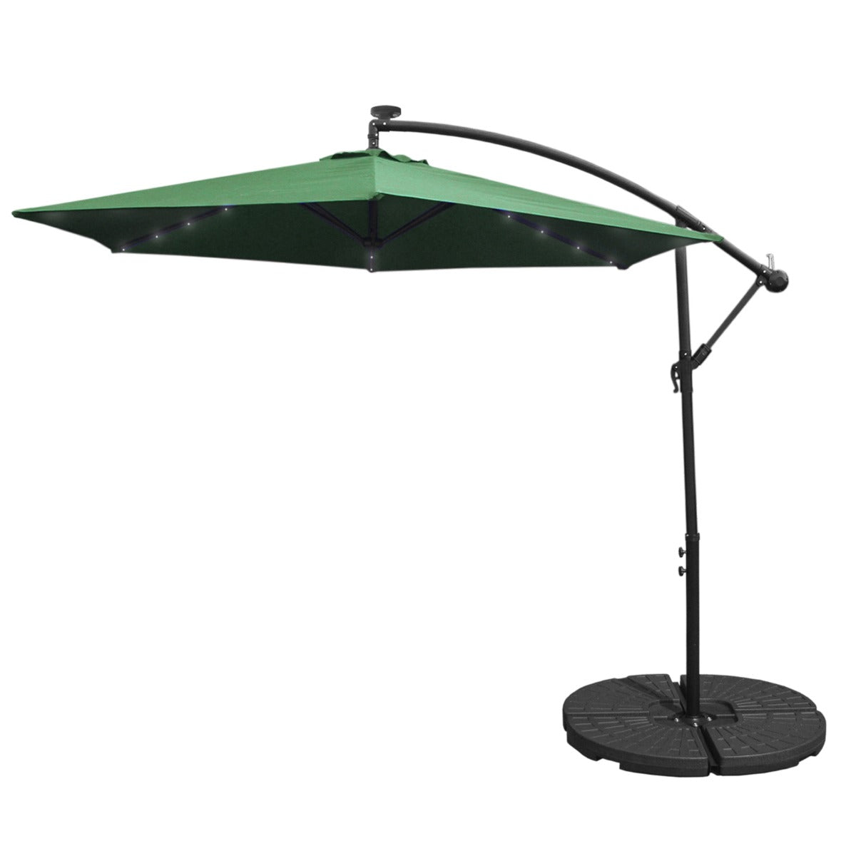 3m Led Cantilever Parasol With Fan Base | Green