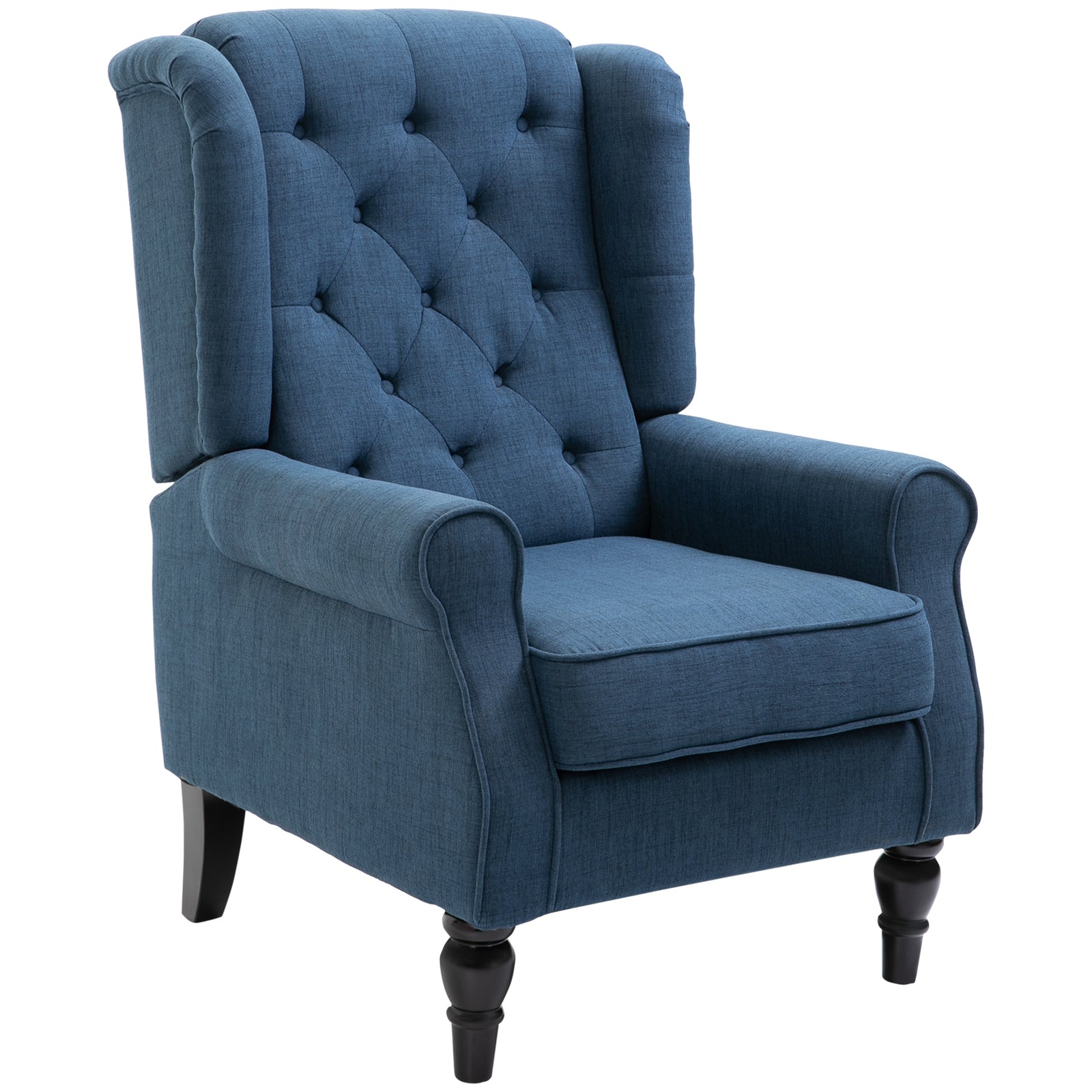 Accent Armchair Home Furniture Retro Tufted Club Wood | One Size | Blue