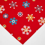 Christmas Snowflake Cotton Fabric 4 Napkins Set | 45cm x 45cm | Red
