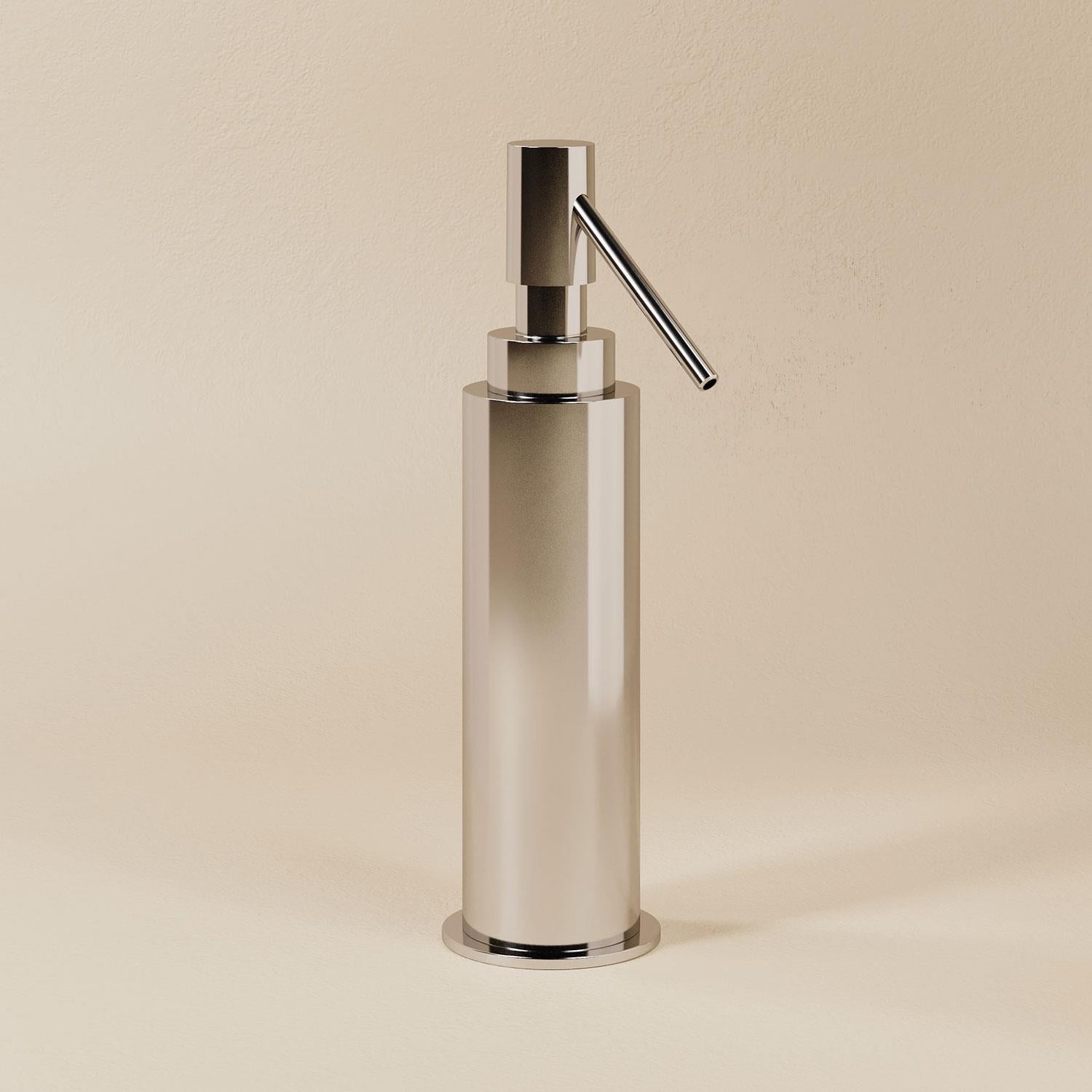 Soap Dispenser, 125ml Capacity Siver Gloss, Freestanding Collection Kubic