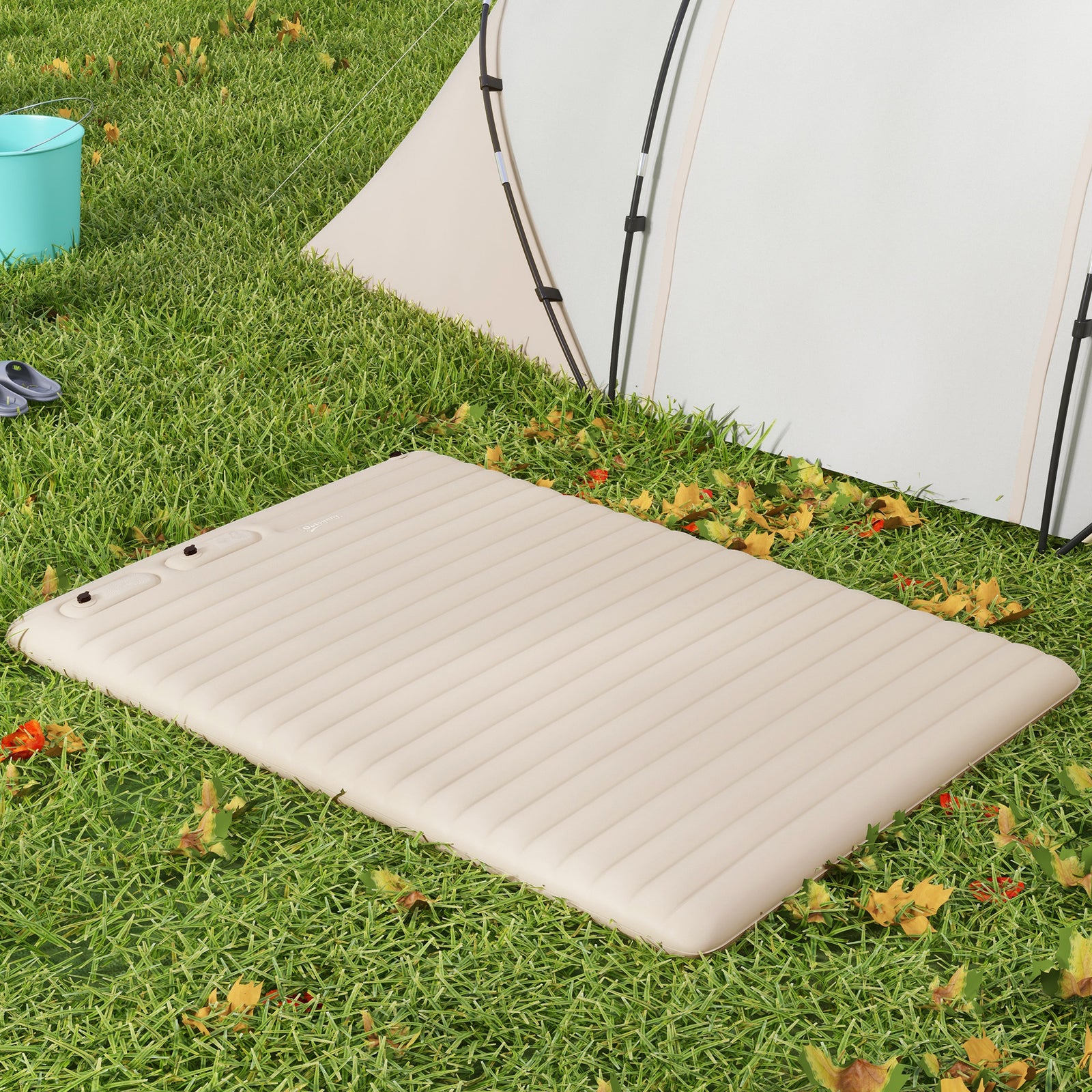 Double Air Bed With Foot Pump Inflatable Mattress | White