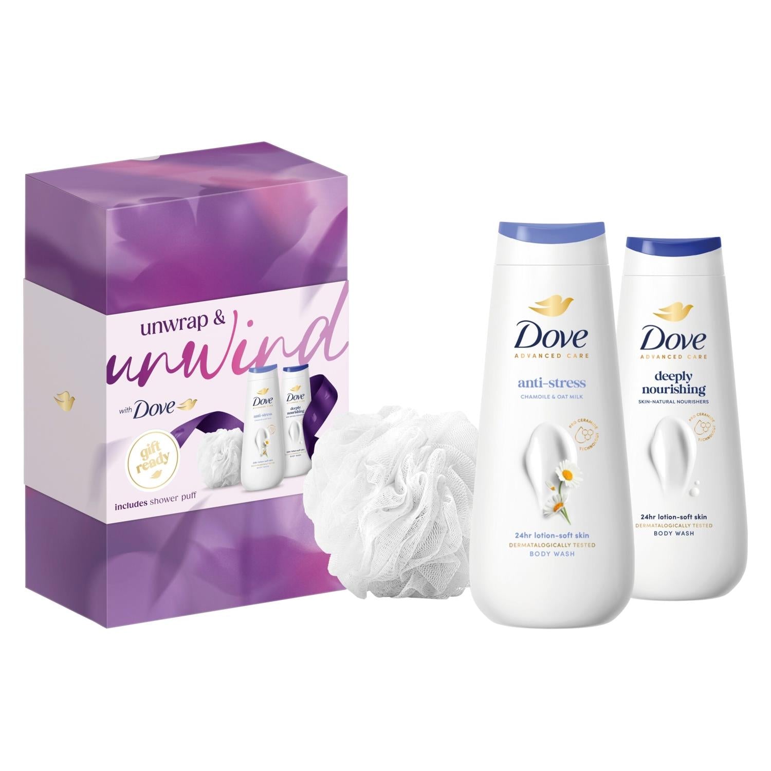 DOVE Unwind Body Wash Collection Gift Set, 2 Full Size Each