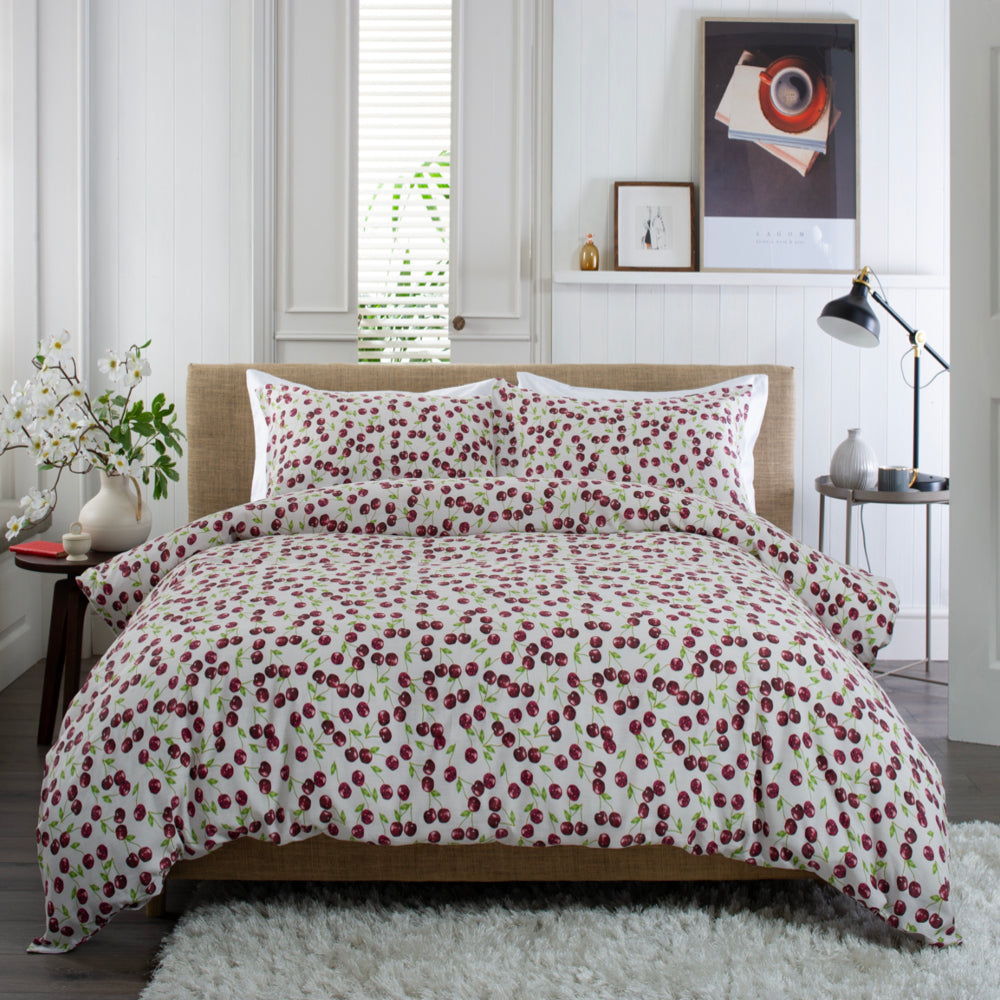 Cherry Baby Printed Cotton Rich 200 Thread Count Duvet Cover Set | Super King | Multi Colour