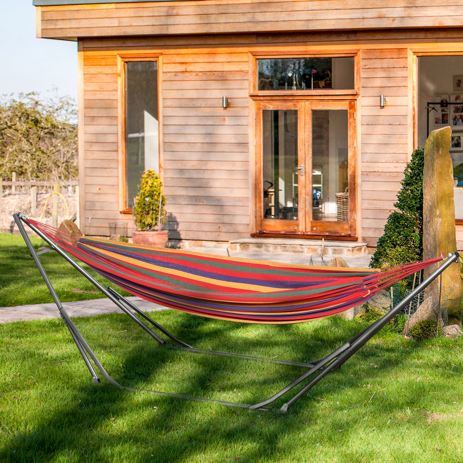 2 In 1 Foldable Metal Hammock Stand, Load Capacity 120kg
