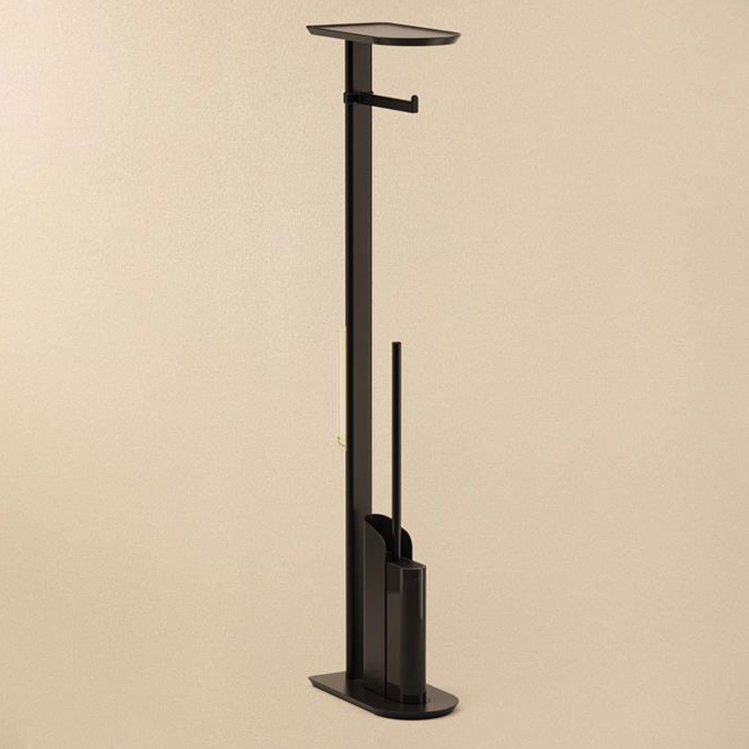 Silicone Toilet Brush With Toilet Roll Holder, Flat Collection | Matte Black