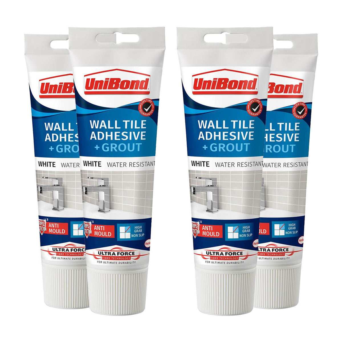Anti Mould 2 In 1 Wall Tile Adhesive & grout For Easy Tiling 300g | Set of 4
