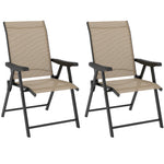 Folding Chair W/ Breathable Mesh Fabric Seat | Set of 2 | Brown