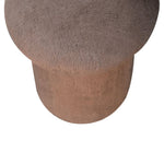 Solid Mango Wood Mocha Faux Fur Mushroom Footstool