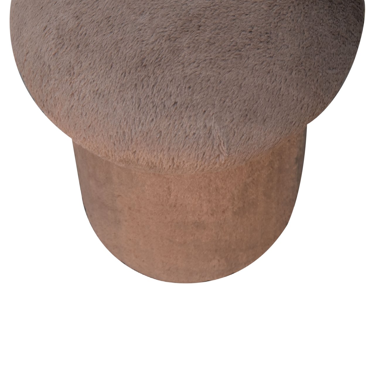 Solid Mango Wood Mocha Faux Fur Mushroom Footstool