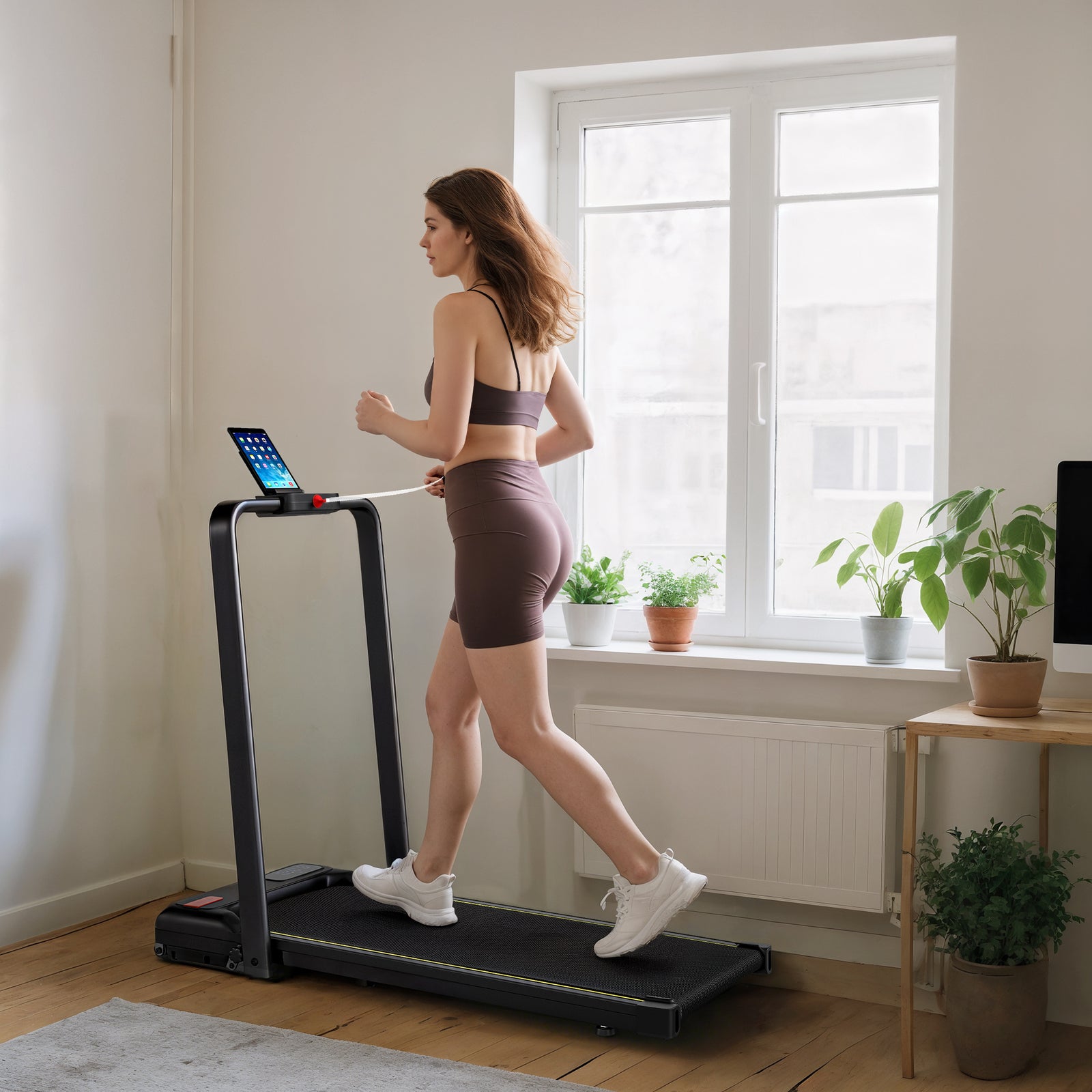 Folding Treadmill Under Desk Walking Pad With Incline | Black
