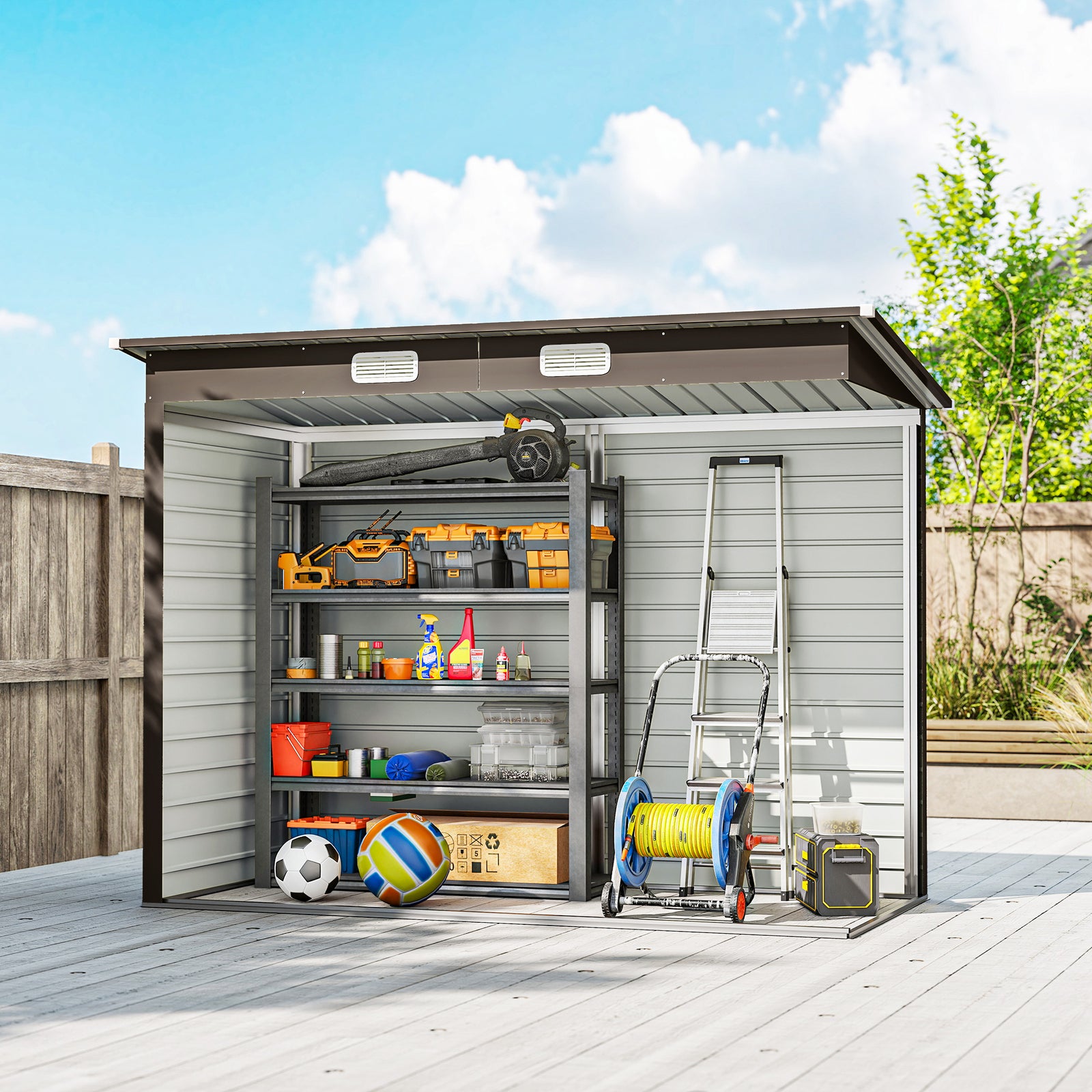 8 X 4ft Metal Garden Storage Shed With Double Doors
